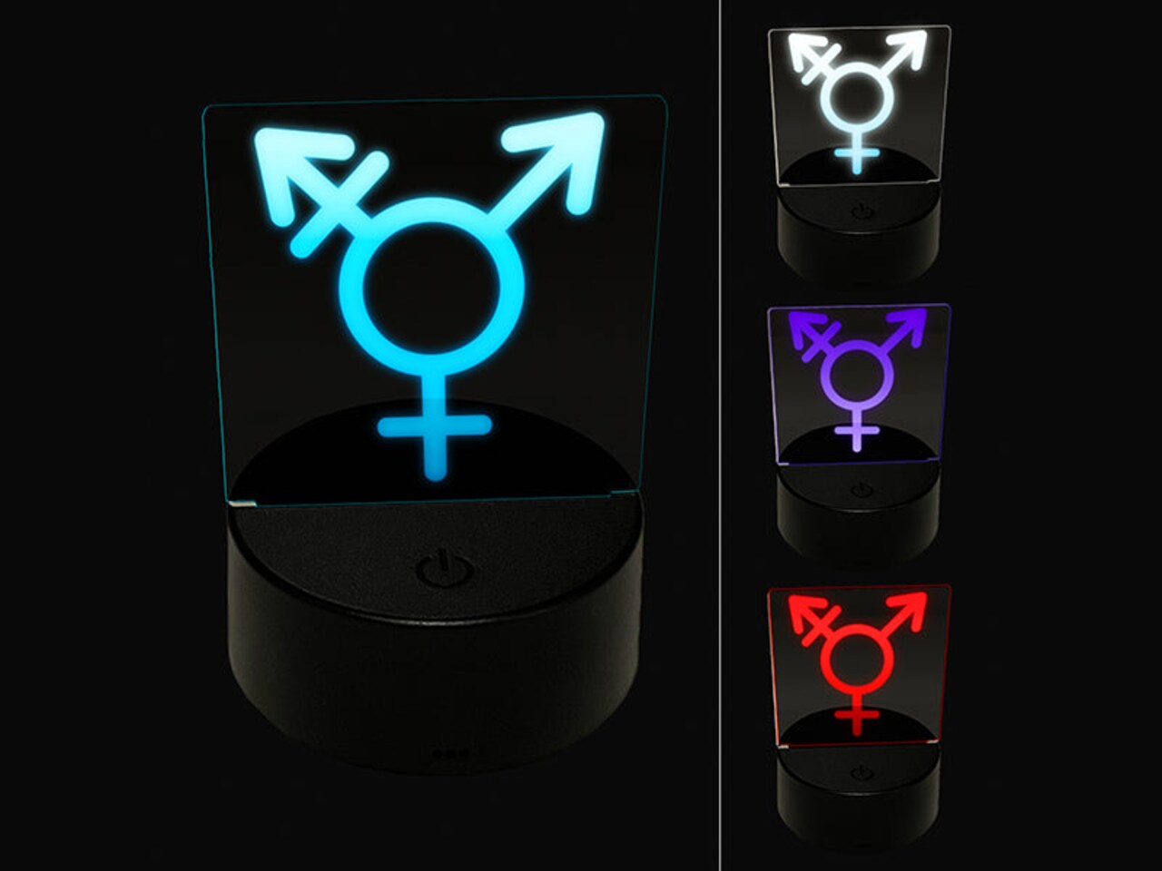 Male with Stroke and Female Sign Transgender Gender Symbol 3D Illusion LED Night Light Sign Nightstand Desk Lamp